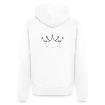 Königliche Kronenlinie - Unisex Premium Bio Zip Hoodie - Weiß - Hinten - Thijin (182cm)