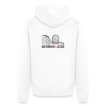 Achterbahnindermittesitzer 2 - Unisex Premium Bio Zip Hoodie - Weiß - Hinten - Thijin (182cm)