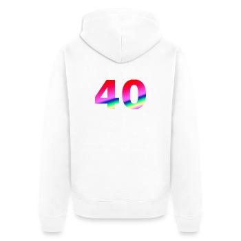 geburtstagsgeschenk, 40 Pinktöne - Unisex Premium Bio Zip Hoodie - Weiß - Hinten - Thijin (182cm)