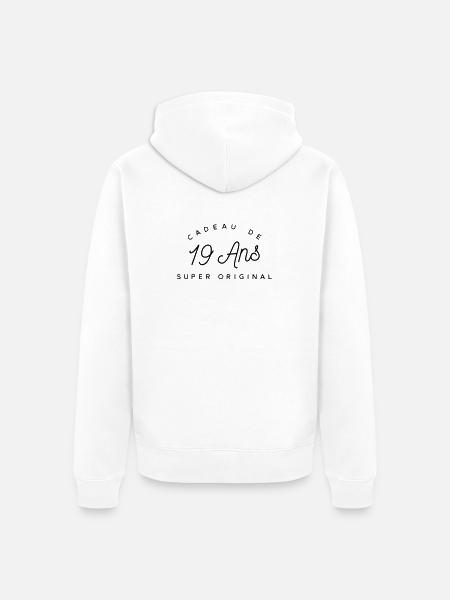 Cadeau 19 ans - Veste à capuche bio Premium Unisexe - blanc