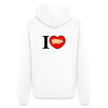Ich liebe Schweine - Unisex Premium Bio Zip Hoodie - Weiß - Hinten - Thijin (182cm)