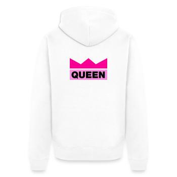 Queen mit Krone / 3 Farben - Unisex Premium Bio Zip Hoodie - Weiß - Hinten - Thijin (182cm)