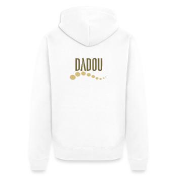 Dadou - Unisex Premium Bio Zip Hoodie - Weiß - Hinten - Thijin (182cm)
