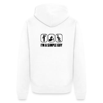 I am a Simply Guy - Unisex Premium Bio Zip Hoodie - Weiß - Hinten - Thijin (182cm)