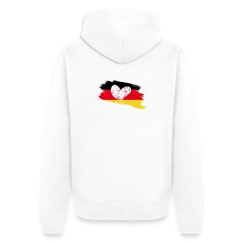 Ich liebe Deutschland und Deutschland liebt dich - Unisex Premium Bio Zip Hoodie - Weiß - Hinten - Thijin (182cm)
