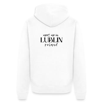 Meet Me In Lublin Poland - Unisex Premium Organic Zip Hoodie - white - Back - Thijin (182cm)