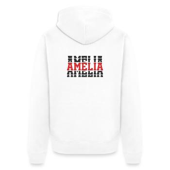 t-shirt Amelia t-shirt idée cadeau texte empilé - Veste à capuche bio Premium Unisexe - blanc - Dos - Thijin (182cm)