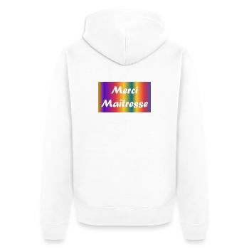 GELIEBTE. VIELEN DANK. DANKE HERRIN - Unisex Premium Bio Zip Hoodie - Weiß - Hinten - Thijin (182cm)