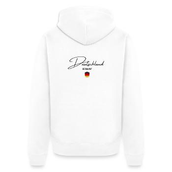 Flagge Deutschlands, deutscher Stolz - Unisex Premium Bio Zip Hoodie - Weiß - Hinten - Thijin (182cm)