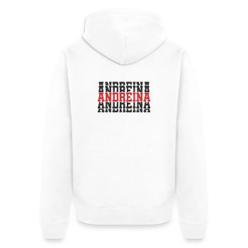 Andreina t-shirt t-shirt gift stacked text - Unisex Premium Organic Zip Hoodie - white - Back - Thijin (182cm)