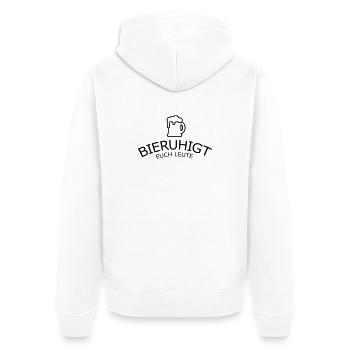 Bieruhigt euch Leute - Unisex Premium Bio Zip Hoodie - Weiß - Hinten - Thijin (182cm)