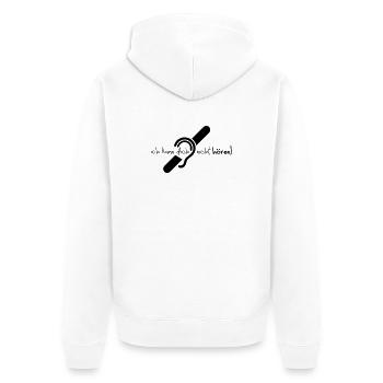 Ich kann dich nicht hören. Limited hearing. - Unisex Premium Organic Zip Hoodie - white - Back - Thijin (182cm)