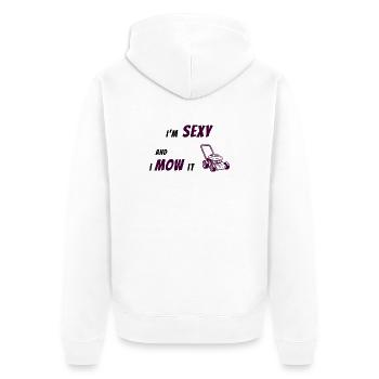 Je le tonds - Chemise drôle d’entretien de pelouse - Veste à capuche bio Premium Unisexe - blanc - Dos - Thijin (182cm)