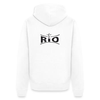 RIO with Jesus - Brazil - Unisex Premium Organic Zip Hoodie - white - Back - Thijin (182cm)
