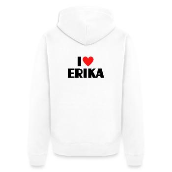 I love Erika Rotes Herz Liebe Fan Geschenk - Unisex Premium Bio Zip Hoodie - Weiß - Hinten - Thijin (182cm)