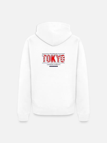 Tokyo Rising Sun Urbane Straße - Unisex Premium Bio Zip Hoodie - Weiß