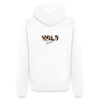 Wild Born Gold Tarnung - Unisex Premium Bio Zip Hoodie - Weiß - Hinten - Thijin (182cm)