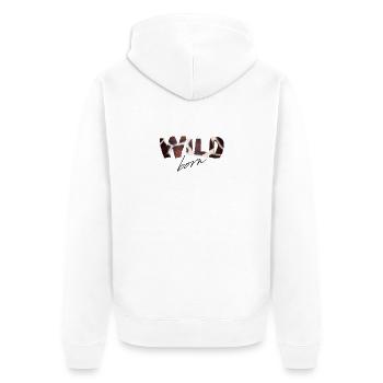 Wild Born Cow Print - Unisex Premium Organic Zip Hoodie - white - Back - Thijin (182cm)