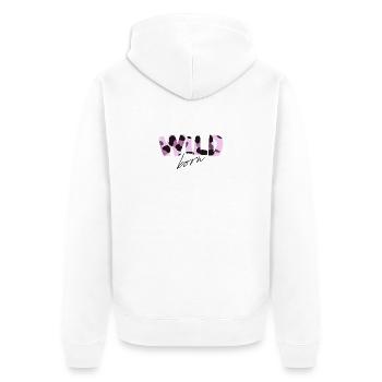 Wild Born Camouflage Wortmarke - Unisex Premium Bio Zip Hoodie - Weiß - Hinten - Thijin (182cm)