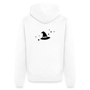 Illustration de chapeau de sorcière pour une sorcière pour Halloween - Veste à capuche bio Premium Unisexe - blanc - Dos - Thijin (182cm)