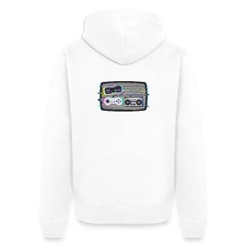 Glitchy Nostalgie - Unisex Premium Bio Zip Hoodie - Weiß - Hinten - Thijin (182cm)