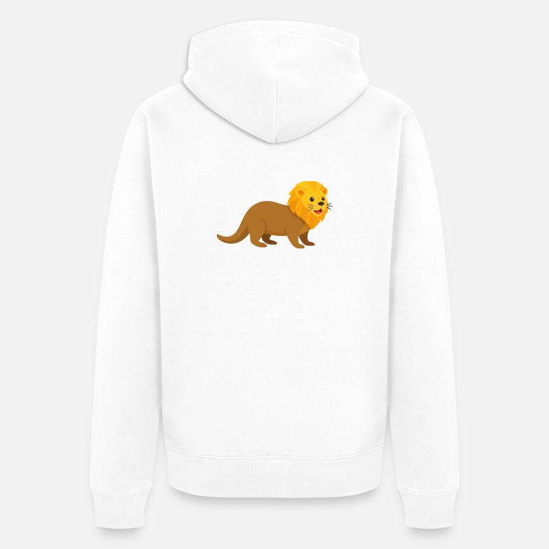 Le lion loutre tout mignon - Veste à capuche bio Premium Unisexe - blanc