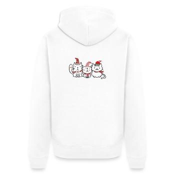 Trio de chats avec chapeaux de Noël - Veste à capuche bio Premium Unisexe - blanc - Dos - Thijin (182cm)