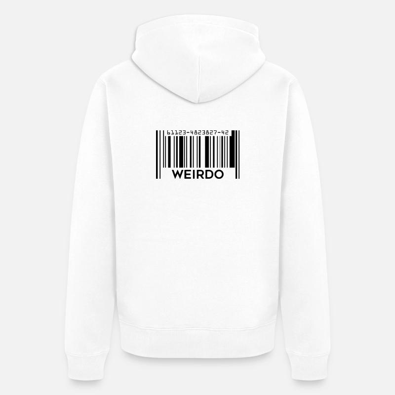 Weirdo Barcode Shirt Geek Célébrer l’étrangeté - Veste à capuche bio Premium Unisexe - blanc