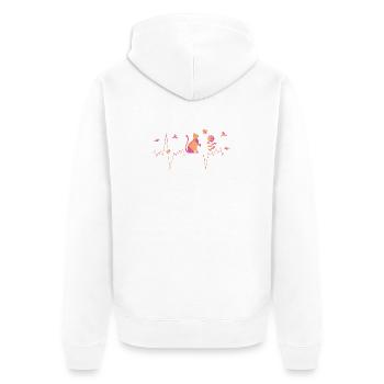 Katze - Herzschlag - Unisex Premium Bio Zip Hoodie - Weiß - Hinten - Thijin (182cm)