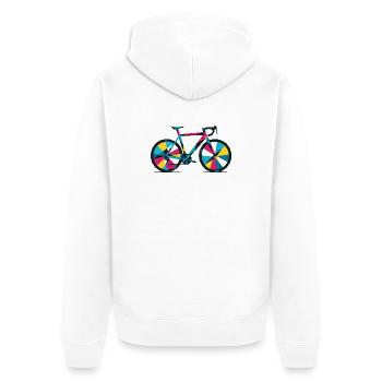 Vélo géométrique coloré - Veste à capuche bio Premium Unisexe - blanc - Dos - Thijin (182cm)