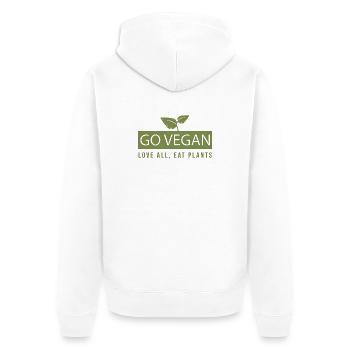 Devenir végan - Déclaration d’aimer tout manger des plantes - Veste à capuche bio Premium Unisexe - blanc - Dos - Thijin (182cm)