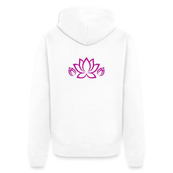 Lotusblume Symbol Meditation Yogis Shirt Sticker - Unisex Premium Bio Zip Hoodie - Weiß - Hinten - Thijin (182cm)