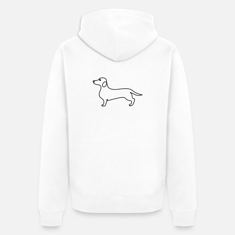 Minimalisme Teckel Illustration Moderne - Veste à capuche bio Premium Unisexe - blanc
