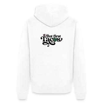 Cœurs rayés dessinés à la main sur fond noir - Veste à capuche bio Premium Unisexe - blanc - Dos - Thijin (182cm)