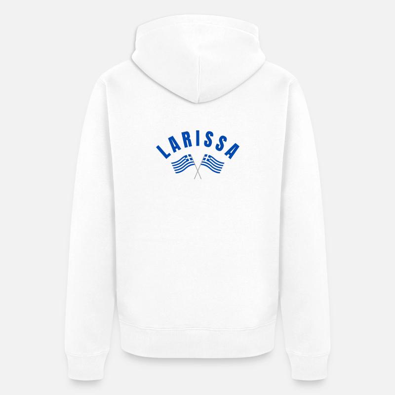 Drapeaux grecs de Larissa - Veste à capuche bio Premium Unisexe - blanc