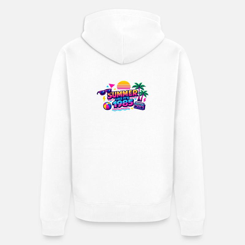 Été 1985 Retro Neon - Veste à capuche bio Premium Unisexe - blanc