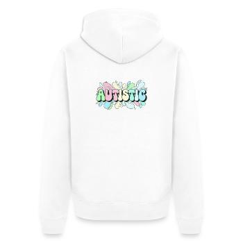 Autistic Bright Rainbow - Unisex Premium Organic Zip Hoodie - white - Back - Thijin (182cm)