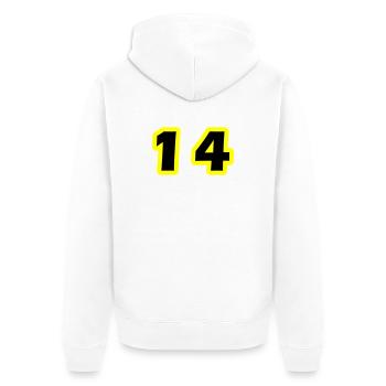 14 Number Symbol - Unisex Premium Organic Zip Hoodie - white - Back - Thijin (182cm)