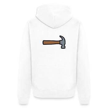 Zimmermannshammer Werkzeug Icon - Unisex Premium Bio Zip Hoodie - Weiß - Hinten - Thijin (182cm)