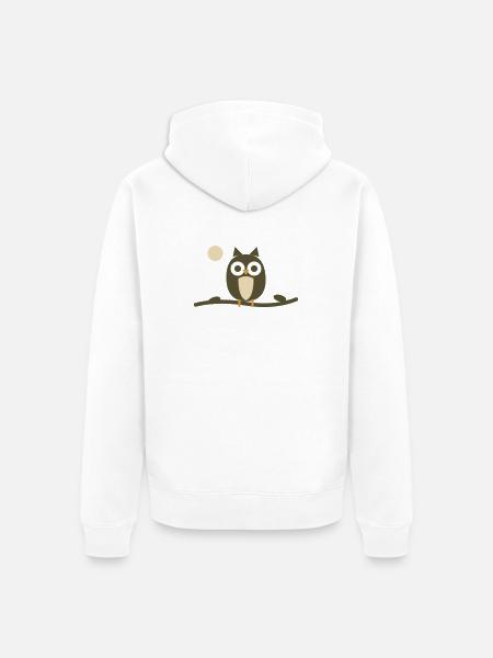 Olive Night Owl - Unisex Premium Organic Zip Hoodie - white
