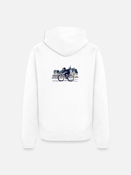 Cyclist - Unisex Premium Organic Zip Hoodie - white