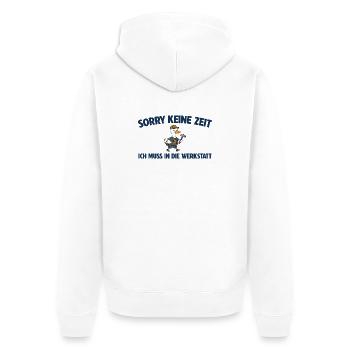 Handwerker Gans muss in die Werkstatt - Unisex Premium Bio Zip Hoodie - Weiß - Hinten - Thijin (182cm)