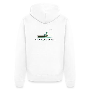 Né pour pêcher forcé de travailler – Pêcheur - Veste à capuche bio Premium Unisexe - blanc - Dos - Thijin (182cm)
