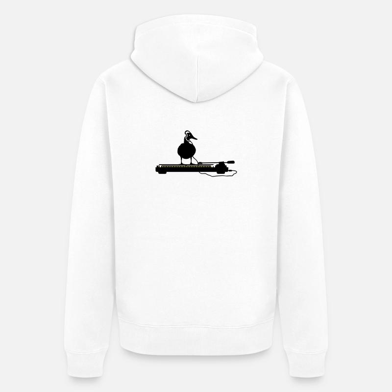 disco duck turntable - Felpa con cappuccio ecologica premium unisex - bianco