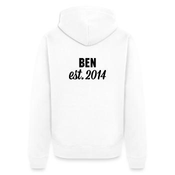 Ben est 2014 - Unisex Premium Bio Zip Hoodie - Weiß - Hinten - Thijin (182cm)
