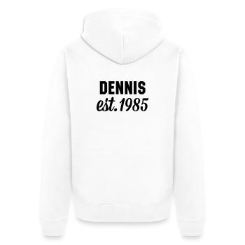 Dennis est 1985 - Unisex Premium Bio Zip Hoodie - Weiß - Hinten - Thijin (182cm)