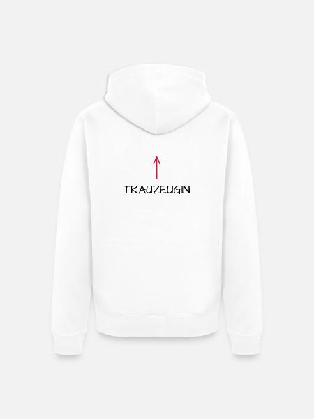 Trauzeugin Junggesellenabschied Pfeil - Unisex Premium Bio Zip Hoodie - Weiß