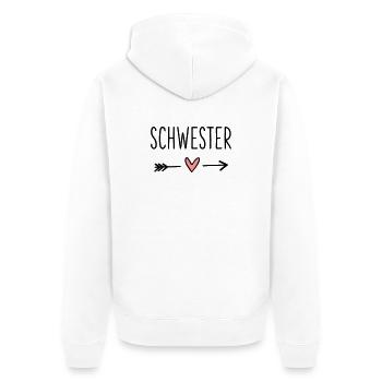 Schwester Herz Pfeil Liebe Freundin Geschenk - Unisex Premium Bio Zip Hoodie - Weiß - Hinten - Thijin (182cm)