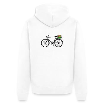 fahrrad blumen rad - Unisex Premium Bio Zip Hoodie - Weiß - Hinten - Thijin (182cm)