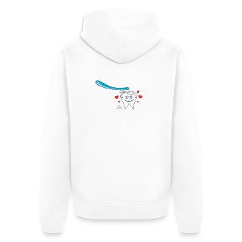 Zahn Zahnbürste Zahnpflege Fun - Unisex Premium Bio Zip Hoodie - Weiß - Hinten - Thijin (182cm)